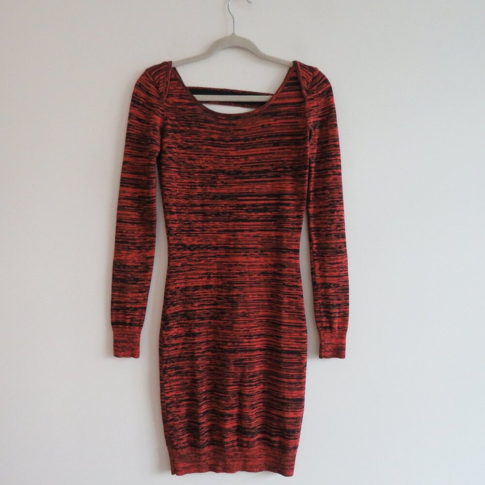 REBECCA MINKOFF Silk Cashmere Open Back Essef Sweater Dress Burnt Orange Size S - Picture 2 of 16